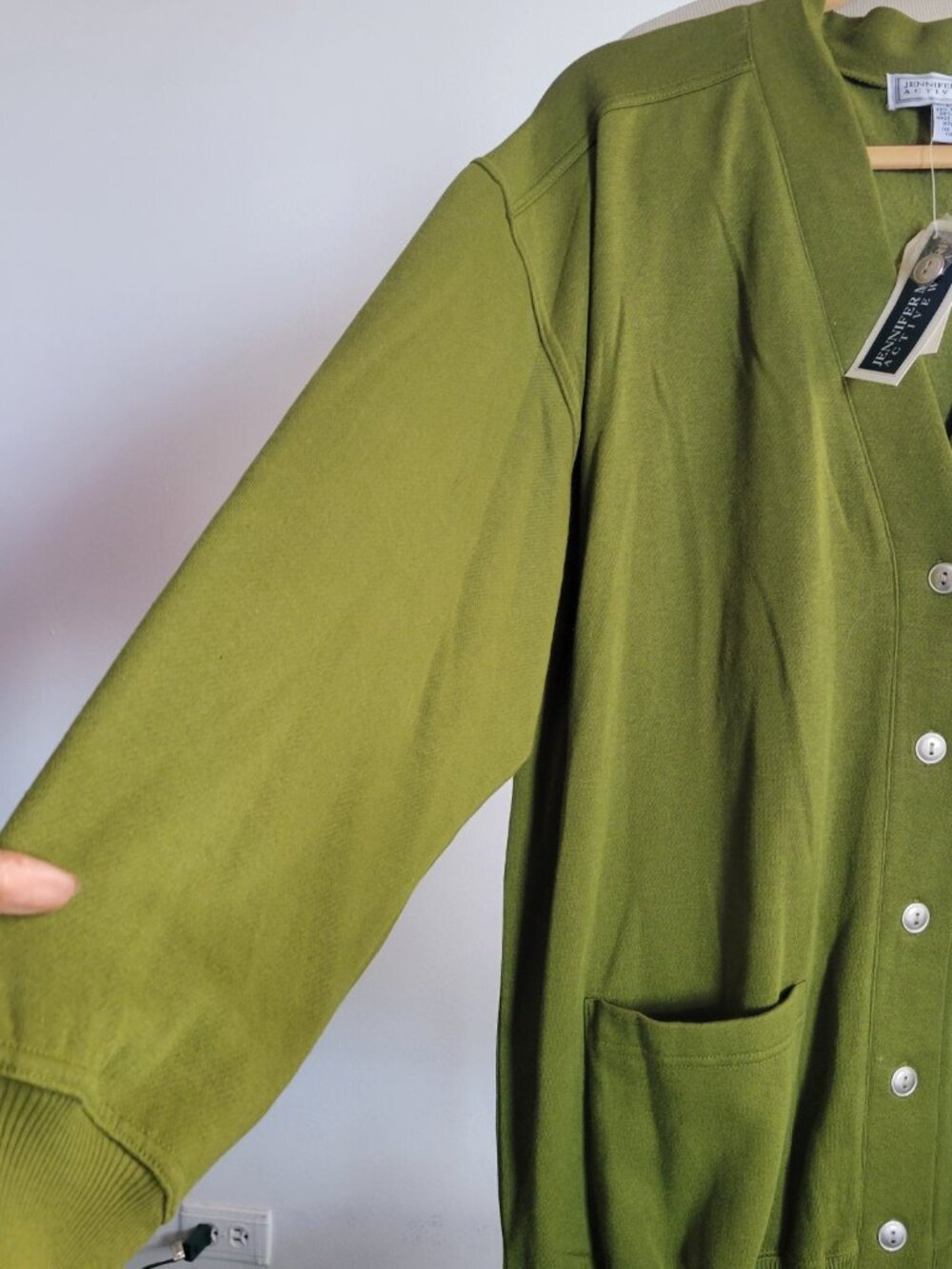 Vintage Jennifer Moore Activewear Olive Green Cardigan – NWT – Size L - Picture 8 of 14